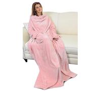Catalonia Classy Wearable Blanket with Sleeves, Cozy Gift for Women Wife Girlfriend, Warm Soft Fleece TV Blanket with Arms for Sofa Couch, Gift for Her, 185 x 130 cm Pink