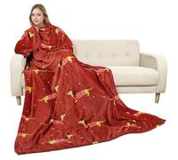 Catalonia Classy Wearable Blanket with Sleeves, Warm Soft Fleece TV Snuggle Blanket with Arms for Sofa Couch, Cozy Sleeved Throw Gift for Women Wife Man, 185 x 130 cm Xmas Dachshun