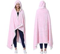 Catalonia Classy Wearable Hooded Blanket, Warm Gifts For Women, Cozy Snuggle Hood Blanket Adult, Soft Thick Fluffy Wrap, 125 x 185 cm Pink