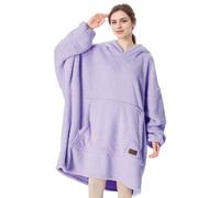 Catalonia Classy Wearable Oversized Hoodie Blanket, Snuggle Sherpa Blanket Hoodie, Warm Throw Blanket Sweatshirt with Sleeves for Winter, Gifts for Mum Women Men Adults Teens, Purple