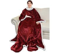 Catalonia Classy Wearable Sherpa Blanket with Sleeves and Foot Pocket, Soft Cosy Fleece Slankets for Women Warm Fluffy Plush Throws Winter TV Blanket for Sofa Couch 190 x 135 cm
