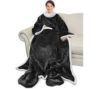 Catalonia Classy Wearable Sherpa Blanket with Sleeves and Foot Pocket, Soft Cosy Fleece Slankets for Women Warm Fluffy Plush Throws Winter TV Blanket for Sofa Couch 190 x 135 cm