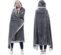 Catalonia Classy Womens Hooded Blanket, Snuggle Blanket with Hood Adult, Sherpa Cozy Plush Fleece Wearable Blanket for Women Men, Cuddle Throw Cover Home or Outdoors,125 x 185 cm Grey