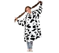 Catalonia ClassyOversized Hoodie Kids Wearable Blanket, Sherpa Fleece Hooded Pullover with Pocket for Children Teens, Design With Cow Print