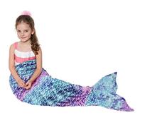 Catalonia Mermaid Tail Wearable Blanket Gift, Soft Flannel Fleece Mermaid Sleeping Bags for Kids Girls All Seasons, Colorful Scale Snuggle Blanket Birthday Gift, 155 x 48 cm