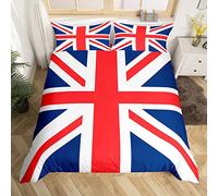 Catalonia Union Jack Bedding Set UK Flag Duvet Cover British Flag Comforter Gift for British Comforter Cover Red and Blue Geometric Stripes King Size With 2 Pillow Case