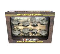 Catalyst Game Labs BattleTech Support Rifle & Command Lances miniatures | BattleTech ForcePack with 8 pre-assembled vehicle miniatures, 8 Battlefield Support Cards and 8 Alpha Strike Cards.