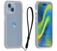 Catalyst Influence Case for iPhone 15, 2.5X Higher Drop Proof, Non-Slip Frosted Edges and Crystal clear back, Raised Edges Protection, 30% Louder Forward Audio, Lanyard Included - Frosted and Clear