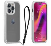 Catalyst Influence Case for iPhone 15 Pro, 2.5X Higher Drop Proof, Non-Slip Frosted Edges and Crystal clear back, Raised Edges Protection, 30% Louder Forward Audio, Lanyard Included- Frosted and clear