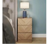 Catania 3 Drawer Bedside Table Euro Oak Herringbone style