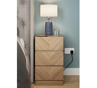 Catania 3 Drawer Bedside Table Oak