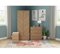 GFW Catania Euro Oak Wood 3 Piece Bedroom Furniture Set - Wilko