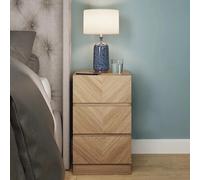 Catania Pair of 3 Drawer Bedside Tables Oak