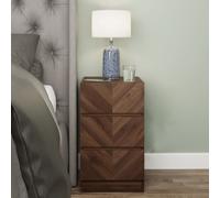 GFW Catania Pair of 3 Drawer Bedside Tables Royal Walnut, Brown