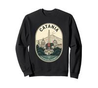 Catania Sicily Vintage Travel Emblem Mount Etna Elephant Sweatshirt