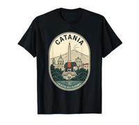 Catania Sicily Vintage Travel Emblem Mount Etna Elephant T-Shirt