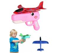 Catapult Gun Aircraft, Foam Glider Airplane Launcher, Dinosaur Foam Glider Launcher Toy,Foam Airplane Launcher Toy,Outdoor Flying Aircraft with Easy-Load Mechanism,Long Flight Distance Gliders (Pink)