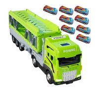 Catapulting Race Track, Toy Truck with Eject Race Track - Foldable Racing Track for Carrier Truck with 8 Cars | Metal Conveyor Toy, Double Layer Truck