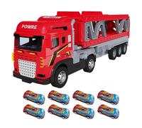 Catapulting Racing Track - Storage Carrier Truck with Foldable Race Playset, Double Layered Metal Transporter Vehicle | Fun Educational Car Launcher Game, Durablee Portable Activity Entertainment Toy