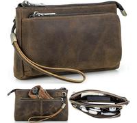 CataPurus Electronic Organizer Zipper Bag Tech Kit, Top Grain Leather Handmade, Portable Compact Travel Apple Accessories Storage Pouch Fits Phone, USB Cables, Power Banks, Chargers, Hard Drive