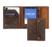 CataPurus Top Grain Leather 11" Padfolio Organizer Case for Men & Women, Vintage Design, Multi-Functional Professional Business Portfolio Organizer for iPad/Pen/B5/A5/A6 Size Document, Coffee 11 Inch