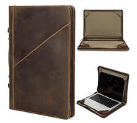 CataPurus Top Grain Leather 13.3" Slim Laptop Zipper Folio Case Bag, Retro Design Handmade & 2 Pockets, Compatible with MacBook Pro 13.3" MacBook Air M1/M2 ZENBOOK 13.3" & other PC, Coffee 13.3 Inch