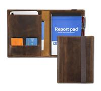 CataPurus Top Grain Leather 8.3" Padfolio for Men & Women, Handmade Vintage Design, Multi-Functional Business Portfolio Organizer, Compatible with Cards/iPad Mini/Pen/A5 Size Document, Coffee 8.3 Inch