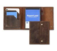 CataPurus Top Grain Leather 8.3" Padfolio Organizer for Men & Women, Retro Design Crafts, Multi-Functional Business Professional Portfolio Organizer for iPad Mini/Pen/A5/A6 Size Doc, Coffee 8.3 Inch