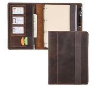 CataPurus Top Grain Leather A4 Loose-Leaf Paper Portfolio Organizer for Men & Women, Vintage Design, Multi-Functional Professional Business Portfolio for A4 Size Document/iPad Pro/Pen, Coffee 11 Inch