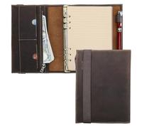 CataPurus Top Grain Leather A5 Loose-Leaf Paper Portfolio Organizer for Men & Women, Vintage Design, Multi-Functional Daily & Business Portfolio for A5 Size Document/iPad Mini/Pen/ID, Coffee 8.3 Inch