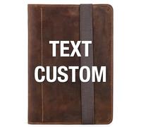 CataPurus Top Grain Leather Custom Text Portfolio Organizer for Men & Women, Vintage Loose-Leaf Binder Includes Paper, Holds iPad Mini, Documents, Pen & ID Card, Multi-Functional Business Folder