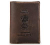 CataPurus Top Grain Leather Single Travel Passport Wallet Embossing Badge for Unisex, Folio Design for Passport & Multi Cards, RFID Blocking for Passport/Cards/Checks/Bills/AirTag, Coffee Default, in