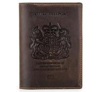 CataPurus Top Grain Leather Single Travel Passport Wallet Embossing Badge for Unisex, Folio Design for Passport & Multi Cards, RFID Blocking for Passport/Cards/Checks/Bills/AirTag, Coffee Default, GB