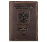 CataPurus Top Grain Leather Single Travel Passport Wallet Embossing Badge for Unisex, Folio Design for Passport & Multi Cards, RFID Blocking for Passport/Cards/Checks/Bills/AirTag, Coffee Default, RU