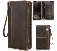 CataPurus Top Grain Leather Travel Passport Wallet Organizer Case for Families, Handmade for 6 Passports & Multi Cards, RFID Blocking Large Capacity for Cards/Passports/Tickets/AirTag, Matte Coffee