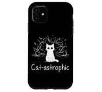 Catastrophic Funny Cat Meme Minimalist Line Art Cat Case for iPhone 11