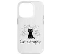 Catastrophic Funny Cat Meme Minimalist Line Art Cat Case for iPhone 14 Pro