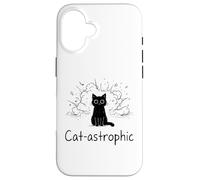 Catastrophic Funny Cat Meme Minimalist Line Art Cat Case for iPhone 16