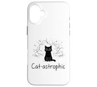 Catastrophic Funny Cat Meme Minimalist Line Art Cat Case for iPhone 16 Plus