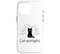 Catastrophic Funny Cat Meme Minimalist Line Art Cat Case for iPhone 16 Pro Max