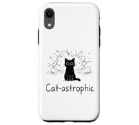 Catastrophic Funny Cat Meme Minimalist Line Art Cat Case for iPhone XR