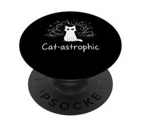 Catastrophic Funny Cat Meme Minimalist Line Art Cat PopSockets Adhesive PopGrip