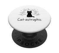 Catastrophic Funny Cat Meme Minimalist Line Art Cat PopSockets Adhesive PopGrip