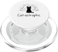 Catastrophic Funny Cat Meme Minimalist Line Art Cat PopSockets PopGrip for MagSafe