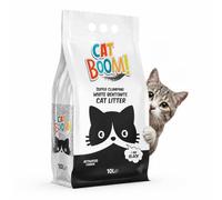 CatBoom Premium White Bentonite Clumping Clay Cat Litter Active Carbon| Super Absorbent Fine Granule Kitty Supplies | 99.5% Dust Free Multi-Cat Formula | Low Tracking Paw-Friendly 18.5 lb