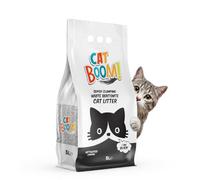 CatBoom Premium White Bentonite Clumping Clay Cat Litter Active Carbon| Super Absorbent Fine Granule Kitty Supplies | 99.5% Dust Free Multi-Cat Formula | Low Tracking Paw-Friendly 9.3 lb