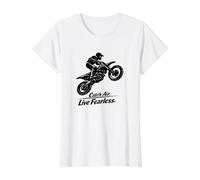 Catch Air Live Fearless Motocross Value Graphic T-Shirt, Women, White, S