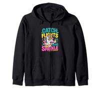 Catch Flights Bring Sparkle Unicorn Travel Vibes Zip Hoodie