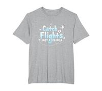 Catch Flights Not Feelings - Witty Travel Adventure T-Shirt, Men's Big and Tall, Heather Grey, 2X Tall