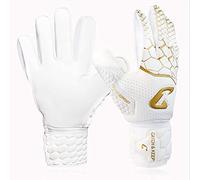 CATCH & KEEP Kralle Junior Pro 3.0 Children's Football Goalkeeper Gloves - Professional Football Goalkeeper Gloves for Children - Heavy Duty Falcon Grip - Optimal Shape Football Glove (4, Gold/White)